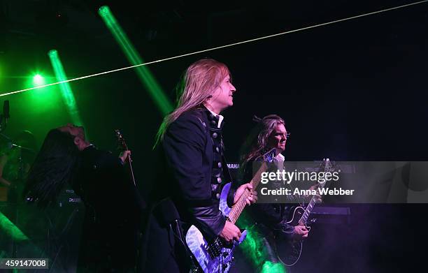David Z, Chris Caffery and Joel Hoekstra of Trans-Siberian Orchestra perform onstage during an exclusive performance at The iHeartRadio Theater in...