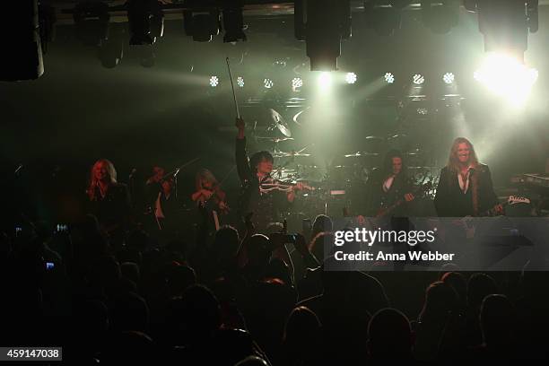 Chris Caffery, Roddy Chong, David Z and Joel Hoekstra of Trans-Siberian Orchestra perform onstage during an exclusive performance at The iHeartRadio...