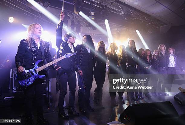 Chris Caffery, Roddy Chong, David Z, Joel Hoekstra and members of Trans-Siberian Orchestra perform onstage during an exclusive performance at The...