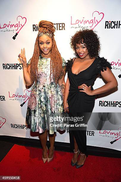 Chrisette Michele and Shenelle Mays attend Imported Peach Party at Cloud IX Lounge on November 17, 2014 in Atlanta, Georgia.