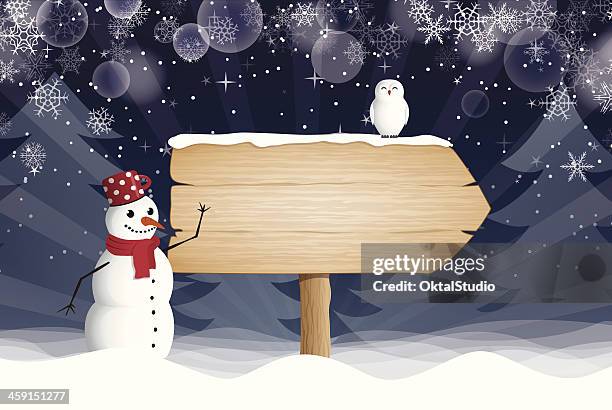 winter background - directional sign stock illustrations