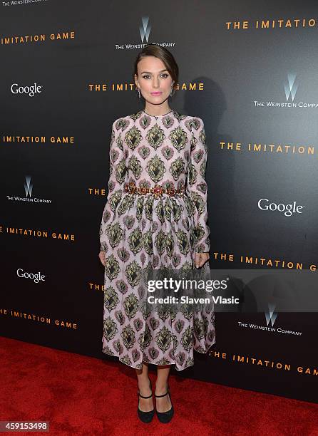 Actress Keira Knightley attends the premiere of The Imitation Game, hosted By Weinstein Company on November 17, 2014 in New York City.