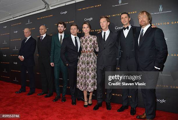 Charles Dance, Mark Strong, Matthew Beard, Allen Leech, Keira Knightley, Benedict Cumberbatch, Matthew Goode and Morten Tyldum attend the 'The...