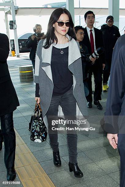South Korean actress Lee Young-Ae is seen on departure at Incheon International Airport on November 18, 2014 in Incheon, South Korea.