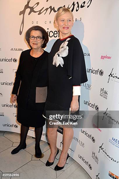 Michele Barzach from UNICEF and Anna SherbininaÊattend the 'Frimousses De Createurs 2014 - : Press Preview Of Dolls To Be Sold At A UNICEF Auction at...