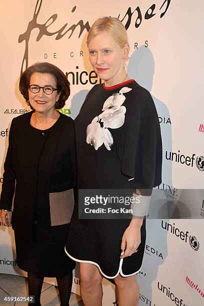 Michele Barzach from UNICEF and Anna SherbininaÊattend the 'Frimousses De Createurs 2014 - : Press Preview Of Dolls To Be Sold At A UNICEF Auction at...