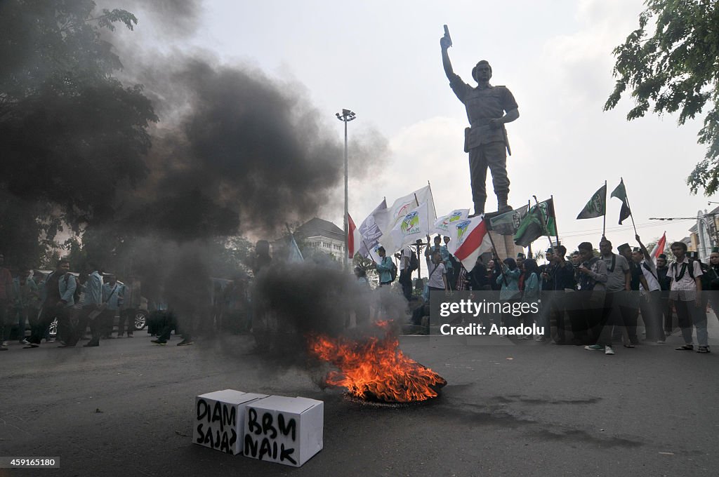 Protests against the rise of fuel prices in Surakarta, Indonesia