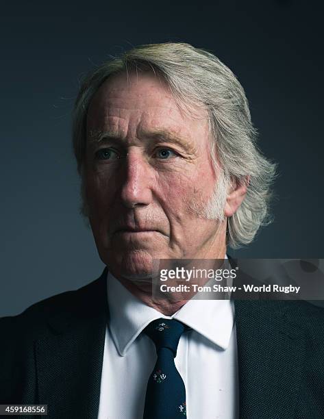 Hall of Fame inductee JPR Williams of Wales poses for a portrait during the iRB Awards and Hall of Fame induction ceremony at the Hilton Metropole...
