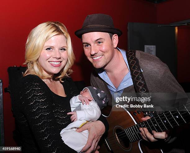 Megan Hilty with her husband Brian Gallagher and daughter Viola Philomena Gallagher attend Rockers on Broadway at Le Poisson Rouge on November 17,...