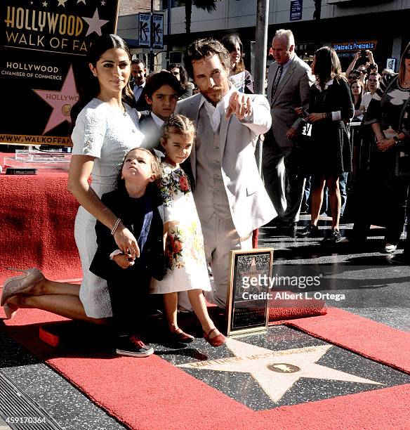 Actor Matthew McConnaughey and wife/model Camila Alves with children Livingston, Levi, Vida at Matthew McConaughey's Star ceremony On The Hollywood...