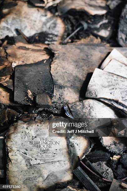 Forensic archaeologists begin sifting through the ashes of the fire damaged Mackintosh Library at the Glasgow School of Art on November 18, 2014 in...