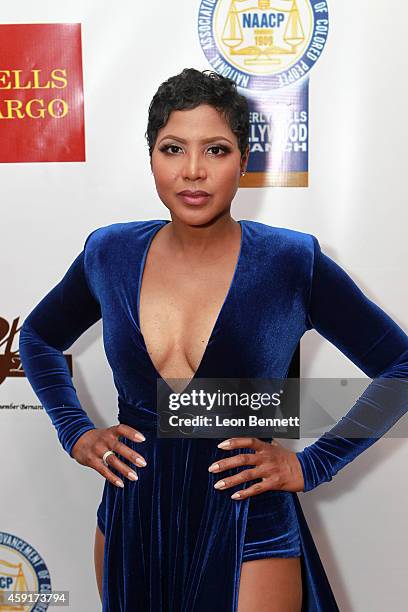 Toni Braxton arrived at the 24th Annual NAACP Theatre Awards at Saban Theatre on November 17, 2014 in Beverly Hills, California.