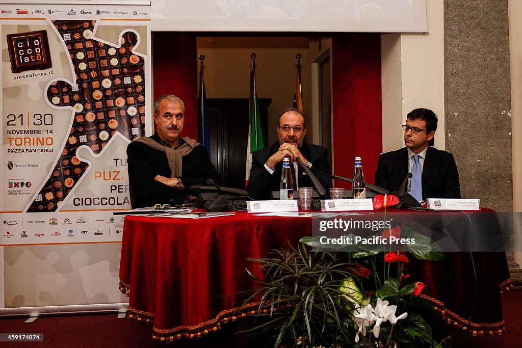 Eugenio Guarducci (left), President  of Eurochocolate during...