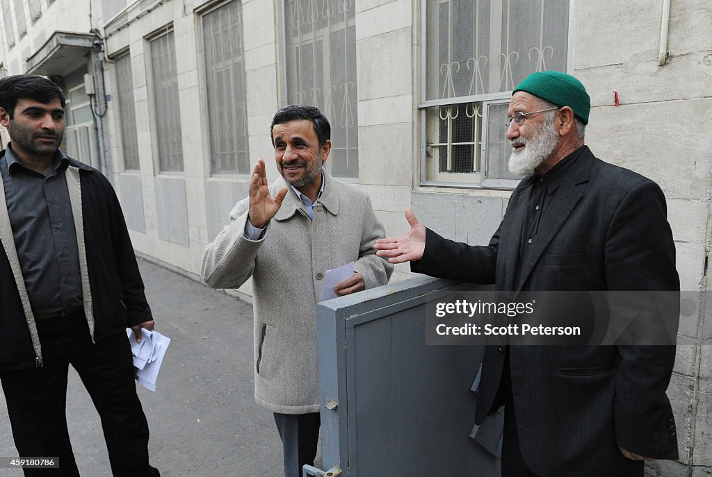 Former Pres. Mahmoud Ahmadinejad Greets Supporters Outside His Tehran Home