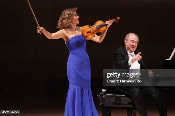 The violinist Anne-Sophie Mutter and the pianist Lambert Orkis performing the music of Lutoslawski, Schubert, Penderecki, Previn and Saint-Saens at...