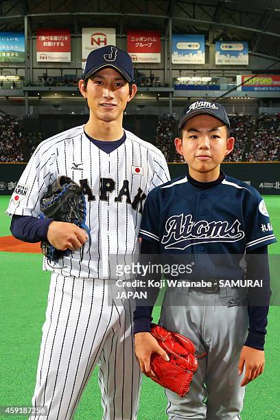 Seiji Kobayashi of Samurai Japan poses during the game five of Samurai Japan and MLB All Stars at Sapporo Dome on November 18, 2014 in Sapporo,...