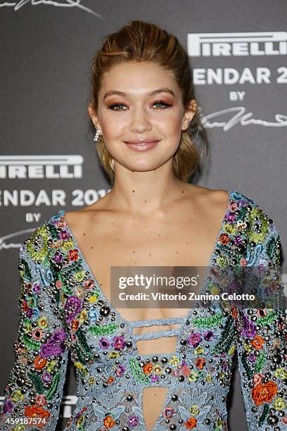Gigi Hadid attends the 2015 Pirelli Calendar Red Carpet on November 18, 2014 in Milan, Italy.