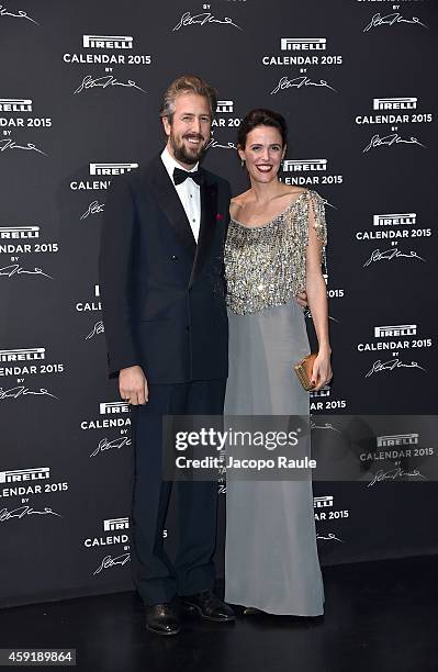 Anselmo Guerrieri Gonzaga and Ilaria Tronchetti Provera attend the 2015 Pirelli Calendar Red Carpet on November 18, 2014 in Milan, Italy.