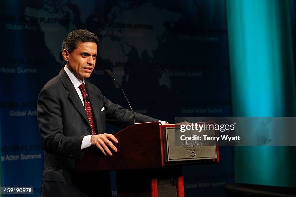 Journalist Fareed Zakaria speaks at the 2014 Global Action Summit at Music City Center on November 18, 2014 in Nashville, Tennessee.