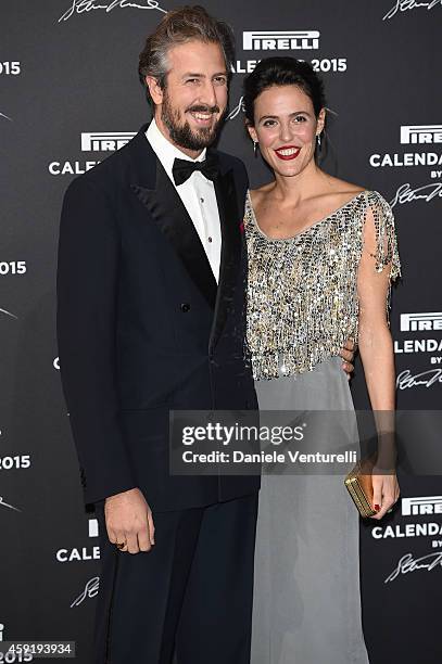 Anselmo Guerrieri Gonzaga and Ilaria Tronchetti attend the 2015 Pirelli Calendar Red Carpet on November 18, 2014 in Milan, Italy.