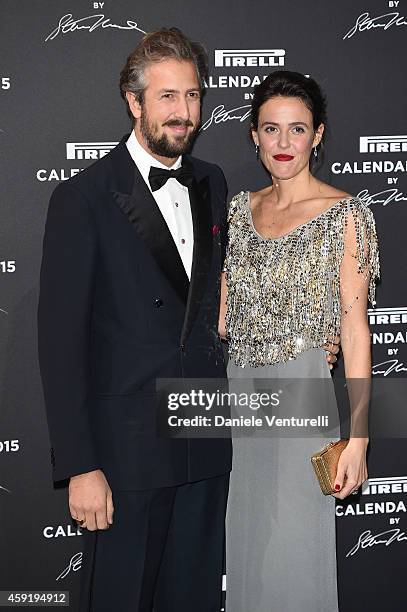 Anselmo Guerrieri Gonzaga and Ilaria Tronchetti attend the 2015 Pirelli Calendar Red Carpet on November 18, 2014 in Milan, Italy.