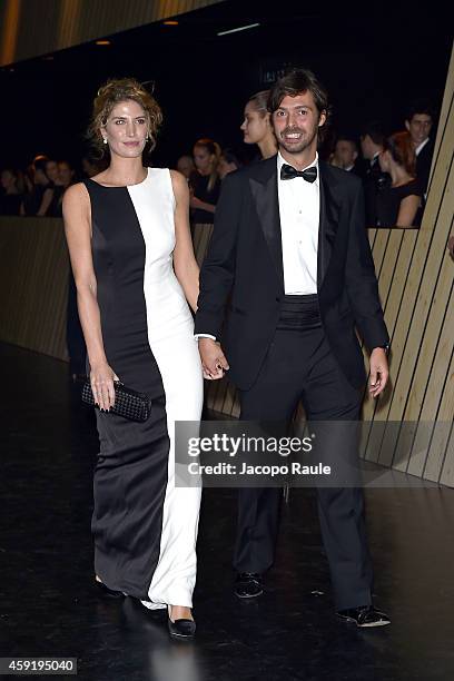 Giovanni Tronchetti Provera and Nicole Moellhausen attend the 2015 Pirelli Calendar Red Carpet on November 18, 2014 in Milan, Italy.