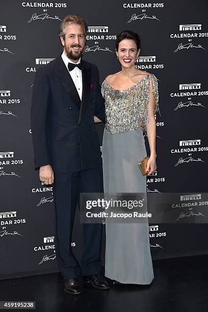 Anselmo Guerrieri Gonzaga and Ilaria Tronchetti Provera attend the 2015 Pirelli Calendar Red Carpet on November 18, 2014 in Milan, Italy.