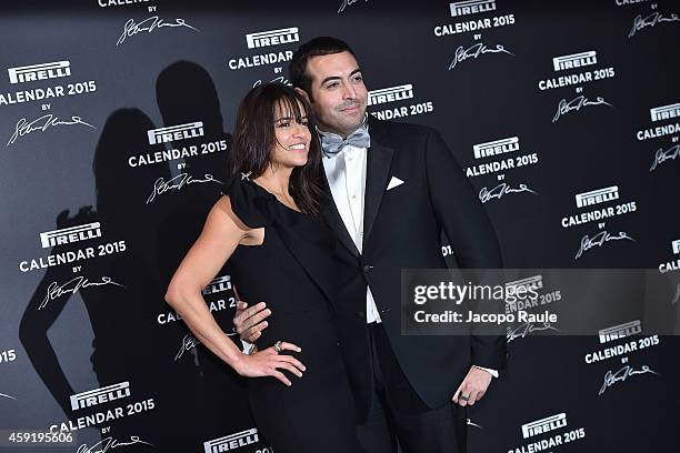 Michelle Rodriguez and Mohammed al Turki attend the 2015 Pirelli Calendar Red Carpet on November 18, 2014 in Milan, Italy.