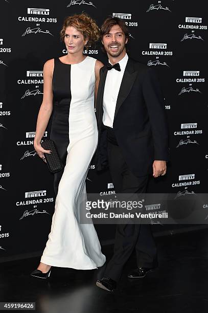 Giovanni Tronchetti Provera and Nicole Moellhausen attend the 2015 Pirelli Calendar Red Carpet on November 18, 2014 in Milan, Italy.