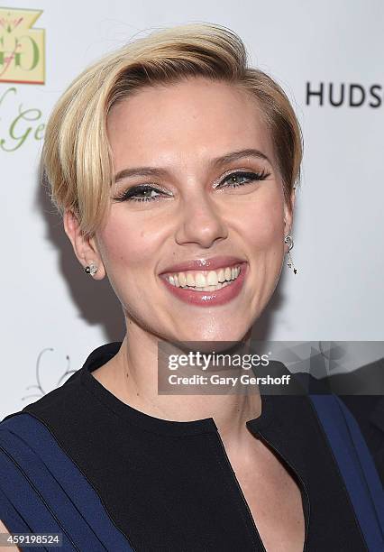 Scarlett Johansson attends the 2nd Annual Champions Of Rockaway Hurricane Sandy Benefit at Hudson Terrace on November 18, 2014 in New York City.