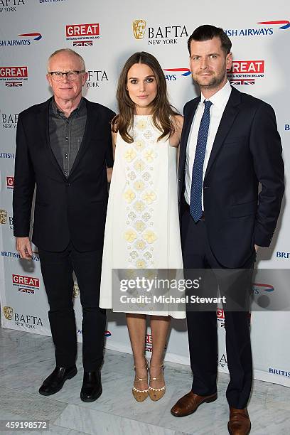 New York Chairman Charles Tremayne, actress Keira Knightley and Luke Parker Bowles attend BAFTA New York Presents: In Conversation with Keira...