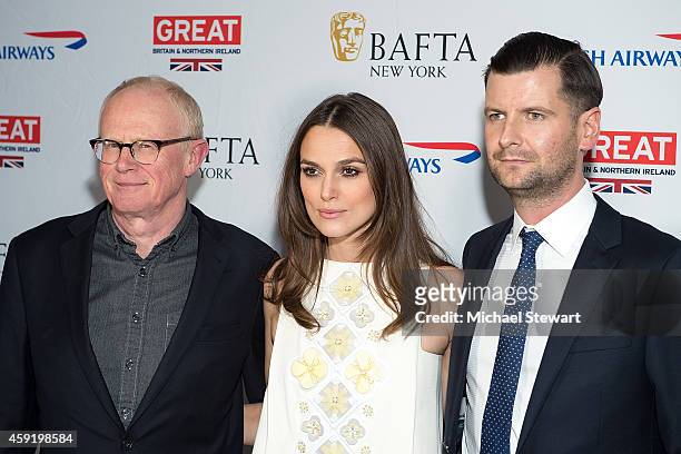 New York Chairman Charles Tremayne, actress Keira Knightley and Luke Parker Bowles attend BAFTA New York Presents: In Conversation with Keira...