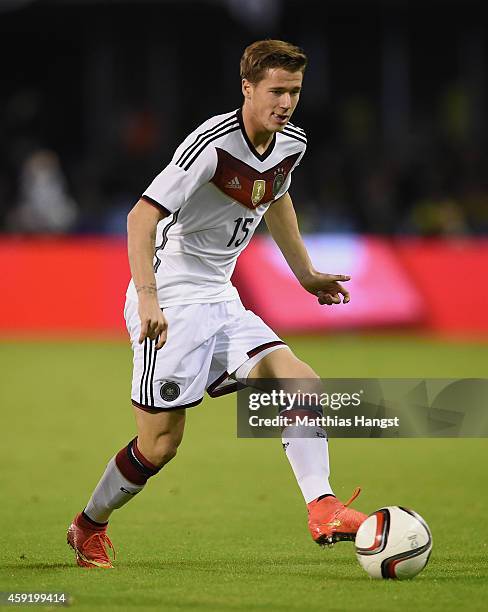 Erik Durm of Germany controls the ball during the International Friendly match between Spain and Germany at Estadio Balaidos on November 18, 2014 in...