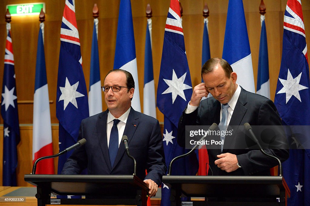 French President Francois Hollande Attends Meetings In Sydney And Canberra Following G20 Summit