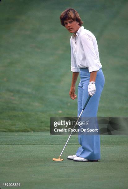 Women's golfer Jo Ann Washam looks on during tournament play circa 1980.