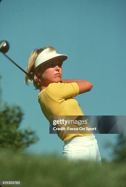 Women's golfer Laura Baugh in action during tournament play circa 1977.