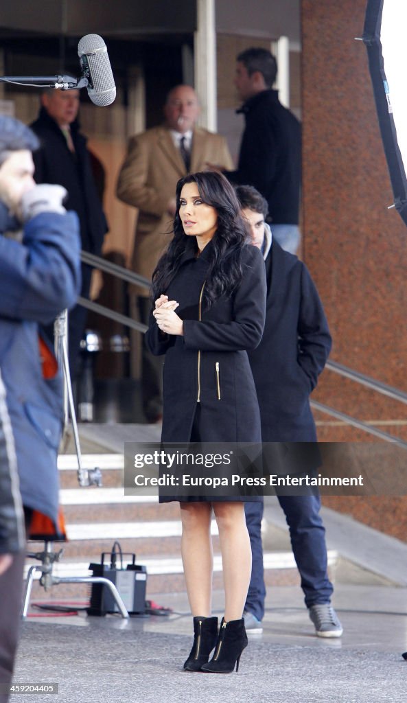 Pilar Rubio Filming a Commercial in Madrid - December 11, 2013