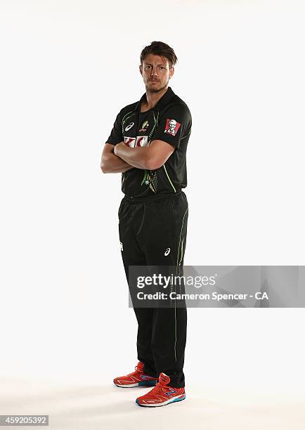 James Pattinson of Australia poses during an Australian Twenty20 Portrait Session on August 11, 2014 in Sydney, Australia.