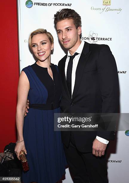 Scarlett Johansson and Hunter Johansson attends the 2nd Annual Champions Of Rockaway Hurricane Sandy Benefit at Hudson Terrace on November 18, 2014...