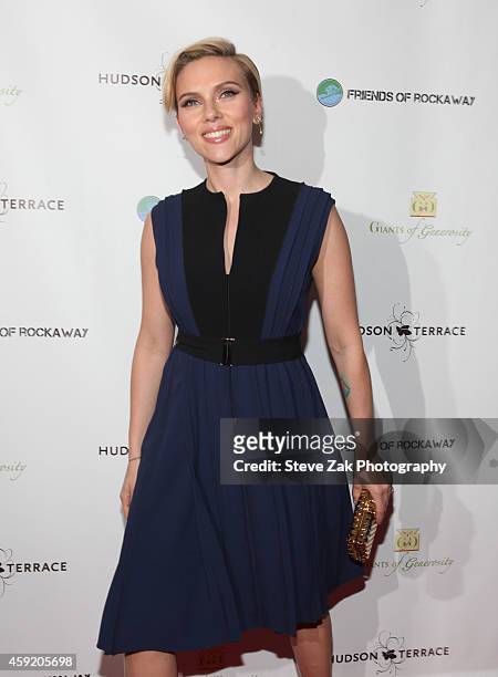 Scarlett Johansson attends 2nd Annual Champions Of Rockaway Hurricane Sandy Benefit at Hudson Terrace on November 18, 2014 in New York City.