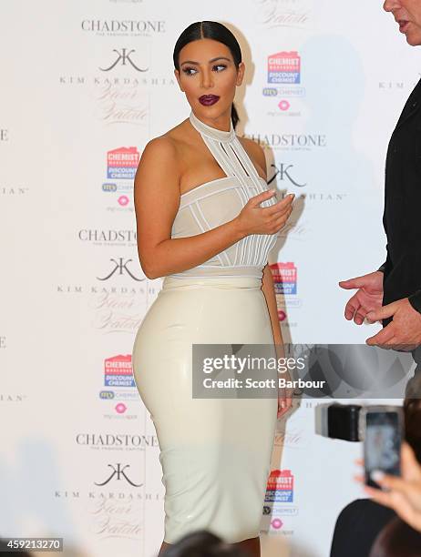 Kim Kardashian promotes her new fragrance "Fleur Fatale" at Chadstone Shopping Centre on November 19, 2014 in Melbourne, Australia.