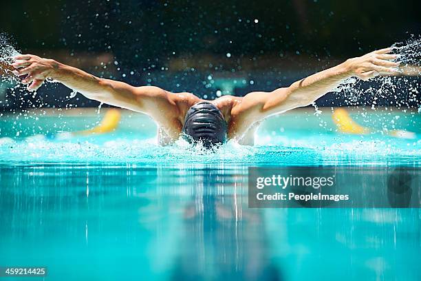 perfect butterfly stroke! - professional sport stock pictures, royalty-free photos & images