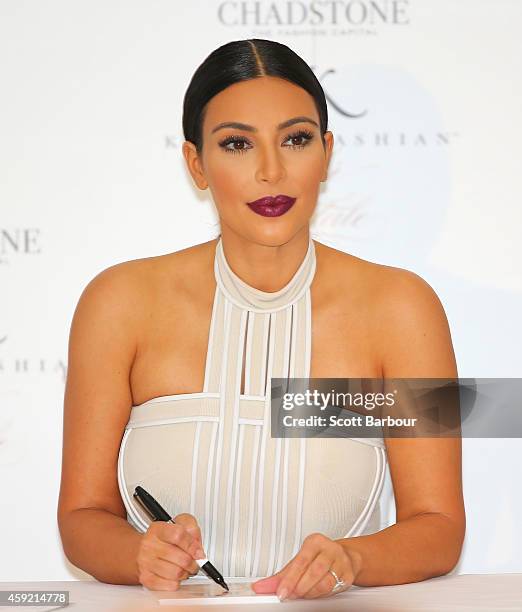 Kim Kardashian promotes her new fragrance "Fleur Fatale" at Chadstone Shopping Centre on November 19, 2014 in Melbourne, Australia.