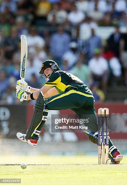 Steven Smith of Australia plays a shot between his legs during game three of the One Day International Series between Australia and South Africa at...