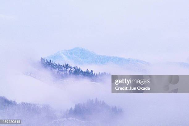 winter mountains - prefeitura de niigata imagens e fotografias de stock