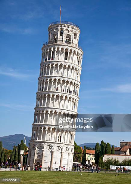 turistas em torno da torre de pisa, itália - torre de pisa imagens e fotografias de stock