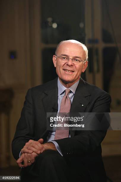 Mario Greco, chief executive officer of Assicurazioni Generali SpA, reacts during a Bloomberg Television interview in London, U.K., on Tuesday, Nov....