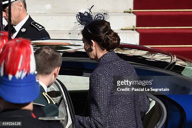 Princess Caroline of Hanover leaves the Cathedral of Monaco during the official ceremonies for the Monaco National Day at Cathedrale...
