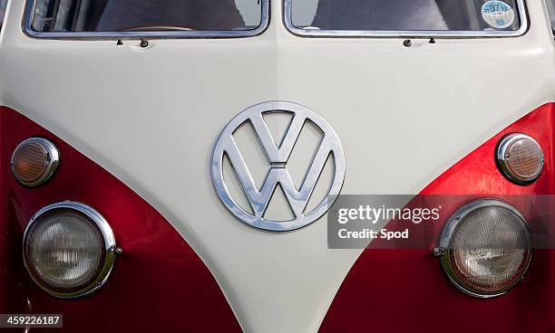 volkswagon type 2 camper (microbus) - hood ornament stock pictures, royalty-free photos & images