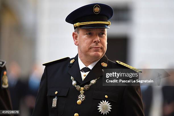 Prince Albert II of Monaco attends the Monaco National Day Celebrations in the Monaco Palace Courtyard on November 19, 2014 in Monaco, Monaco.